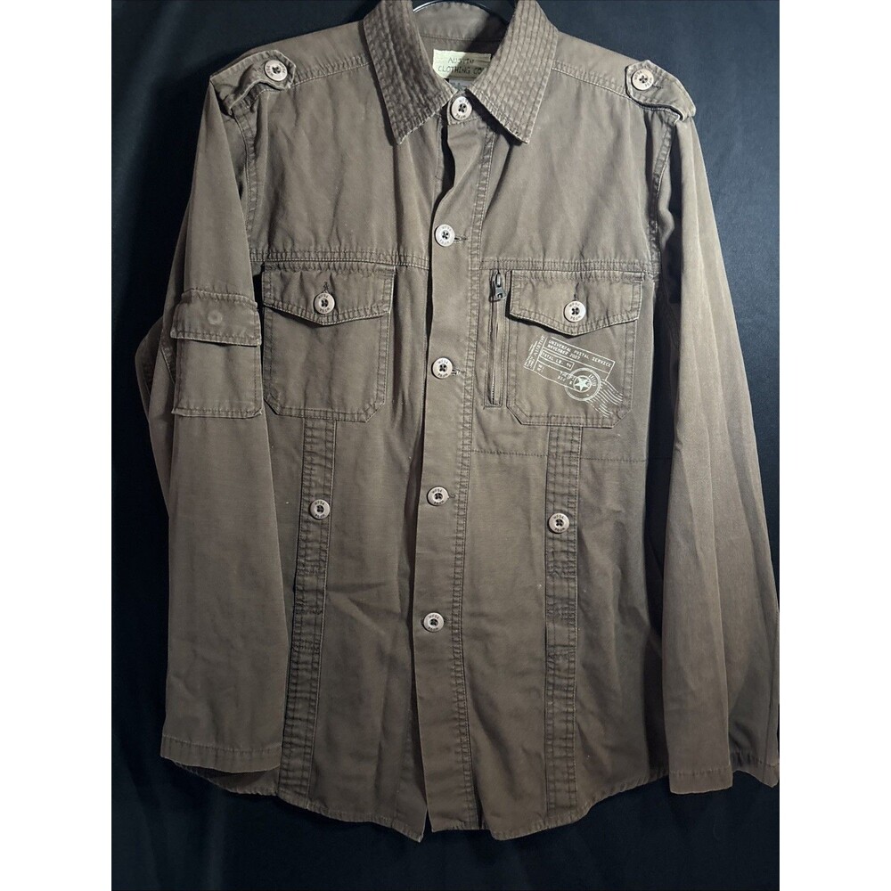 Austin Clothing Co Men’s M Brown Army Pockets Snaps Button Down